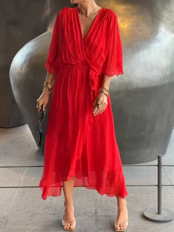 Monica | Zartes Chiffonkleid mit V-Ausschnitt