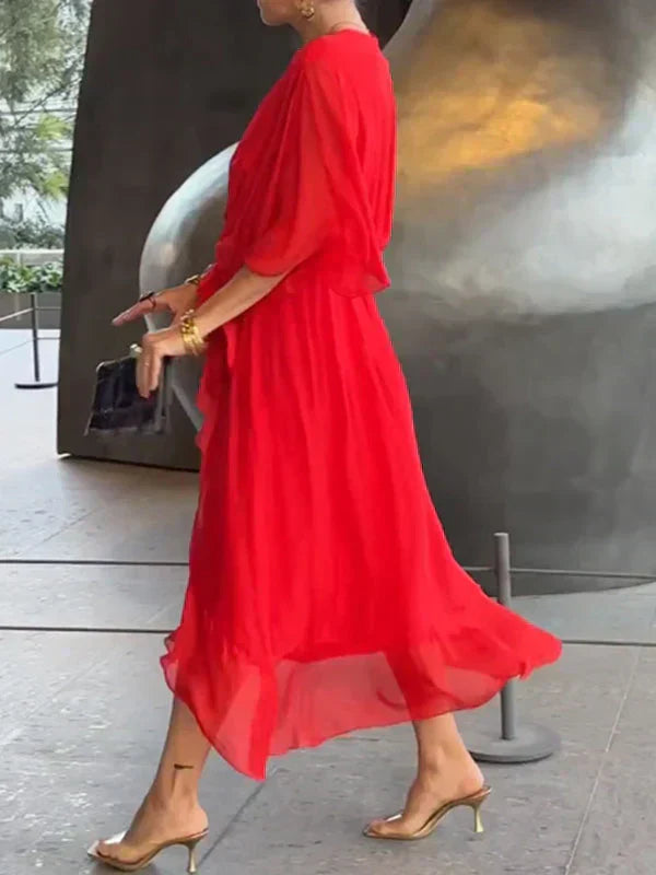 Monica | Zartes Chiffonkleid mit V-Ausschnitt