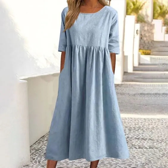 Eliana | Luftiges Baumwollkleid mit Tasche