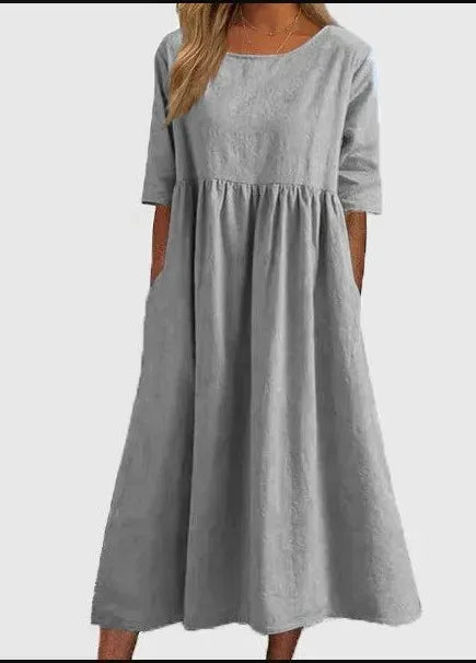 Eliana | Luftiges Baumwollkleid mit Tasche