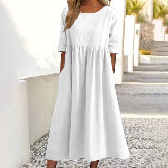 Eliana | Luftiges Baumwollkleid mit Tasche