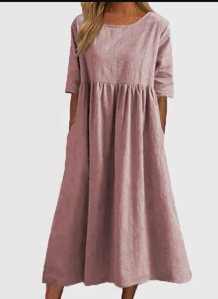 Eliana | Luftiges Baumwollkleid mit Tasche