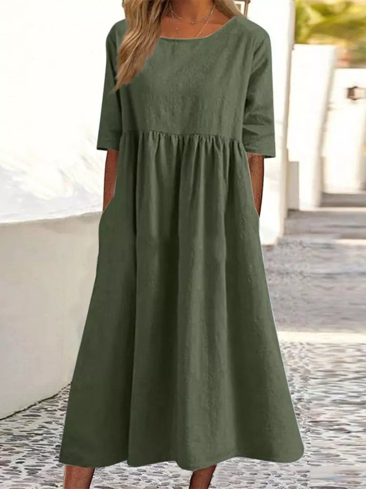 Eliana | Luftiges Baumwollkleid mit Tasche