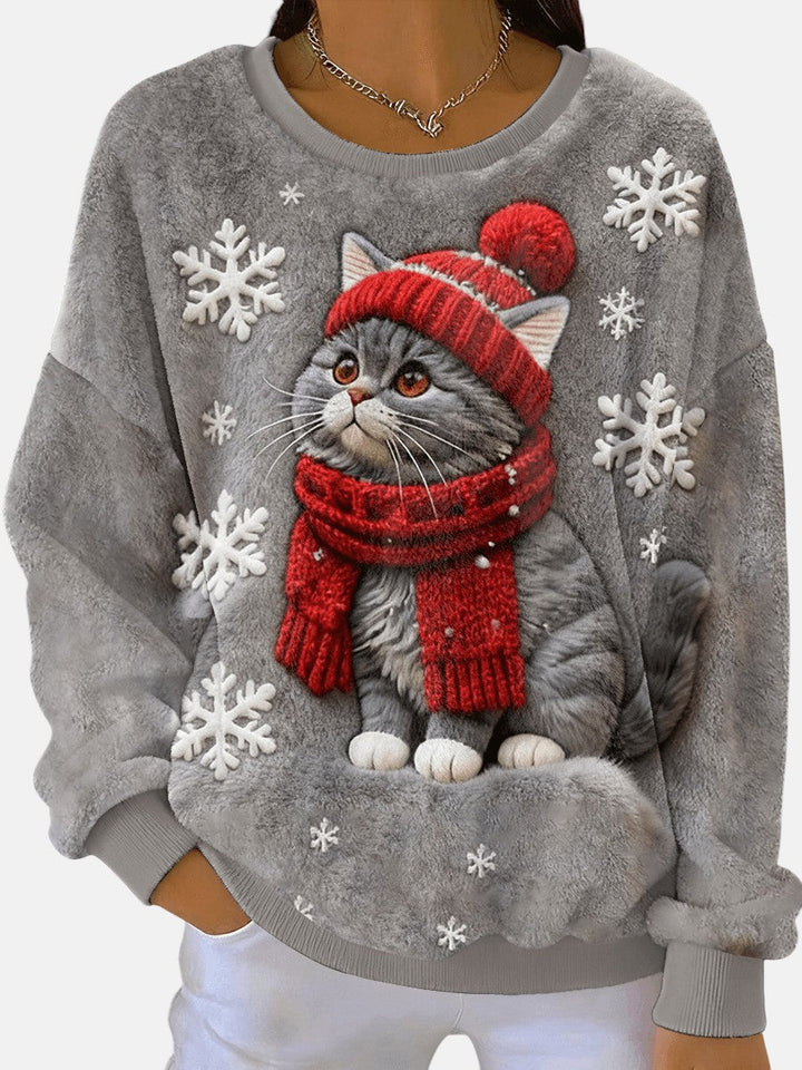 Isla - Sweat à capuche de Noël pour femmes style chat