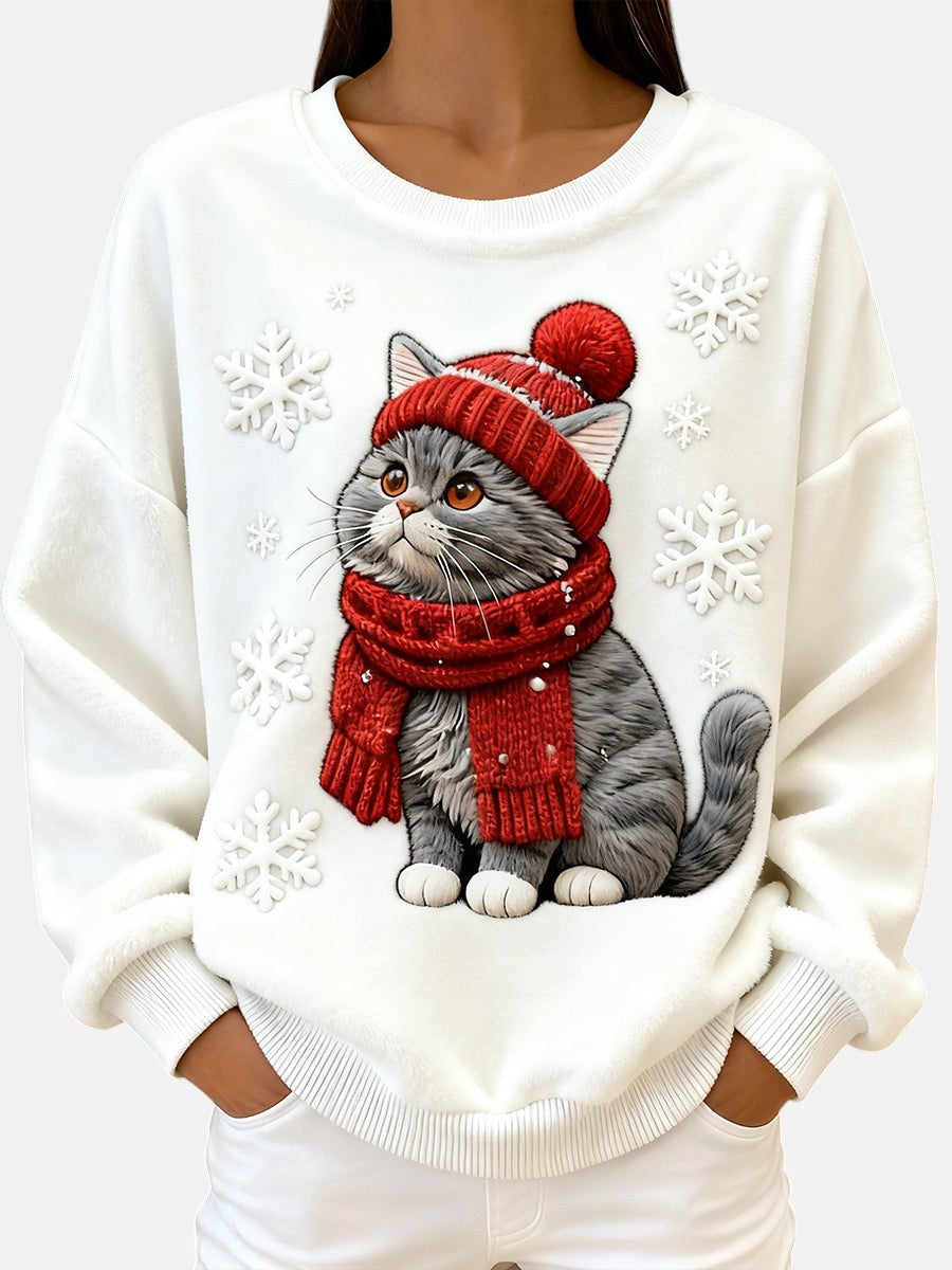 Isla - Sweat à capuche de Noël pour femmes style chat
