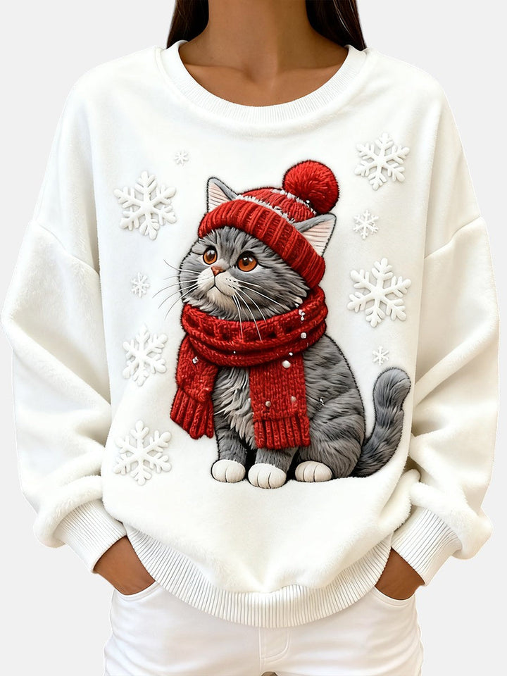 Isla - Sweat à capuche de Noël pour femmes style chat