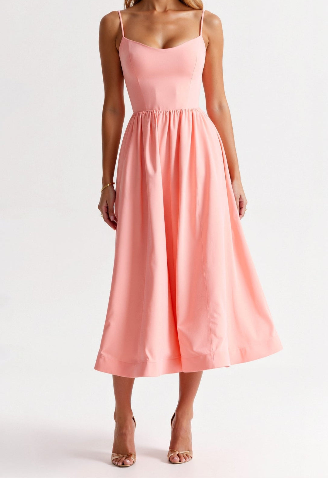 Vestido para convidada de casamento, vestido midi elegante com corpete para mulheres - branco, azul claro, rosa, roxo