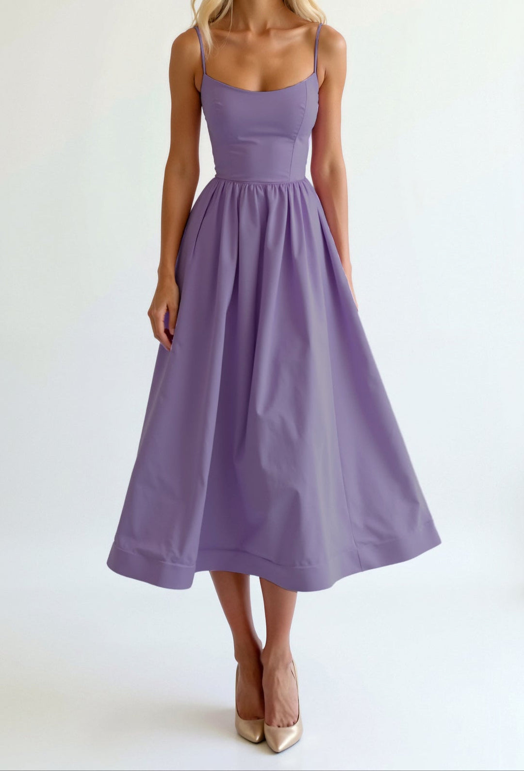Vestido para convidada de casamento, vestido midi elegante com corpete para mulheres - branco, azul claro, rosa, roxo